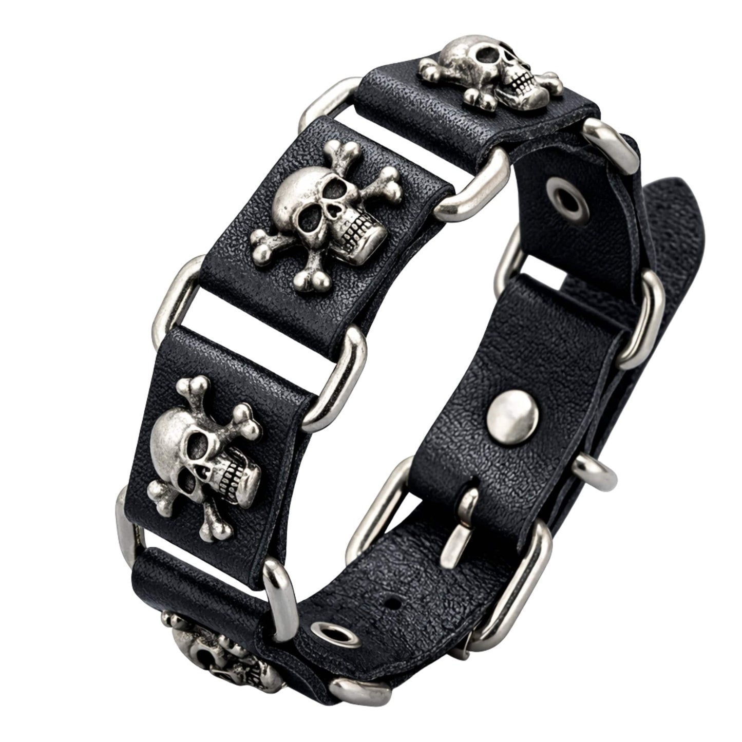 HELLBOUND SKULL - 23mm Genuine Leather Bracelet with Stainless Steel Buckle Clasp for Men & Boys (8 to 9 inch) — Leather Bracelet for Men | THE MEN THING