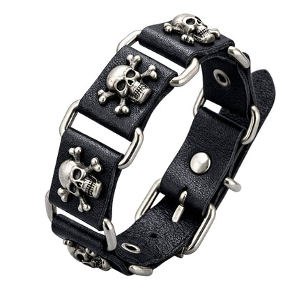 HELLBOUND SKULL - 23mm Genuine Leather Bracelet with Stainless Steel Buckle Clasp for Men & Boys (8 to 9 inch) — Leather Bracelet for Men | THE MEN THING