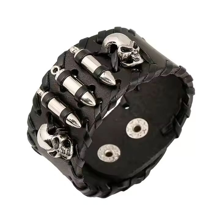 HELLBOUND WARRIOR BLACK BAND - Genuine Braided Leather Bracelet Set for Men & Boys (8 inch) - THE MEN THING