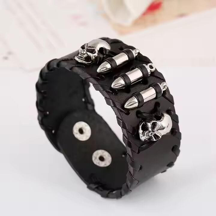 HELLBOUND WARRIOR BLACK BAND - Genuine Braided Leather Bracelet Set for Men & Boys (8 inch) - THE MEN THING