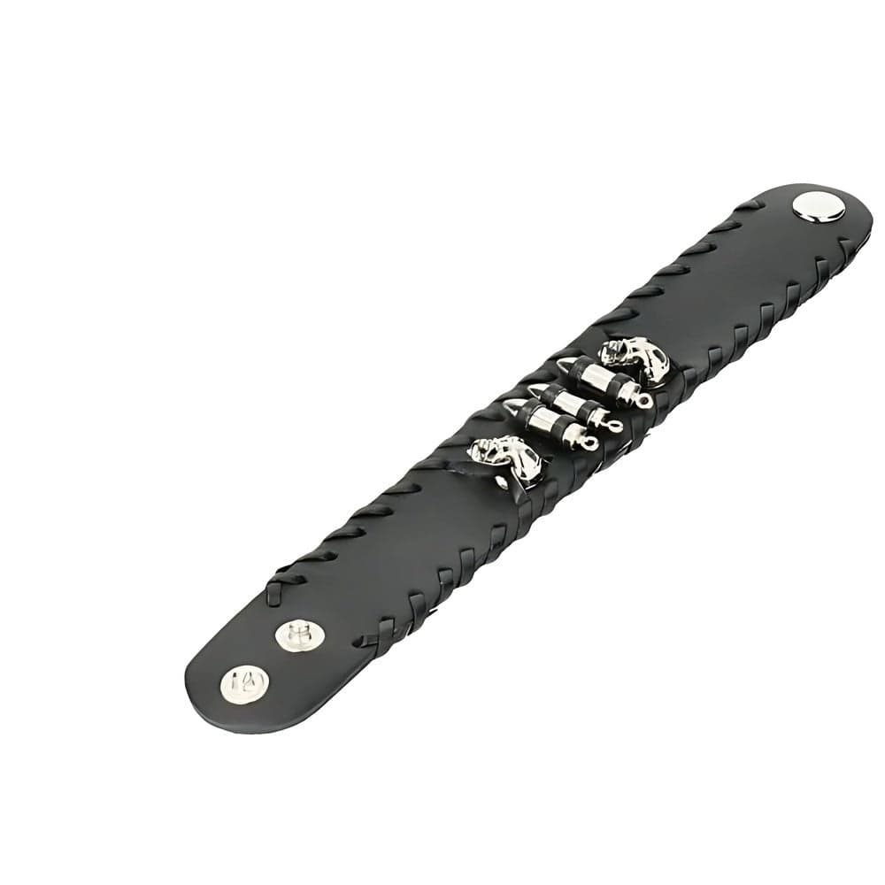 HELLBOUND WARRIOR BLACK BAND - Genuine Braided Leather Bracelet Set for Men & Boys (8 inch) - THE MEN THING