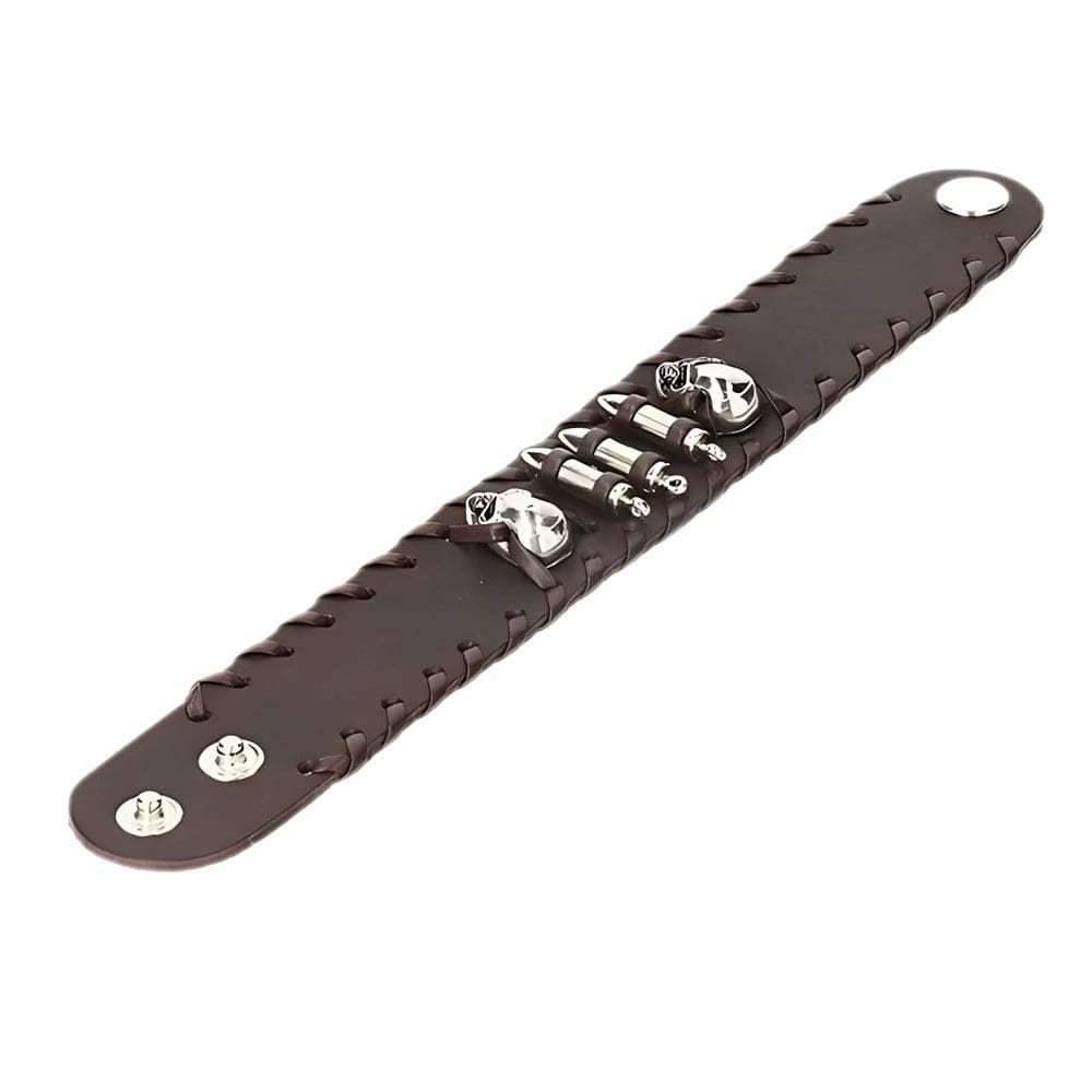 HELLBOUND WARRIOR BROWN BAND - Genuine Braided Leather Bracelet Set for Men & Boys (8 inch) - THE MEN THING