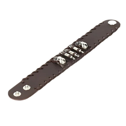 HELLBOUND WARRIOR BROWN BAND - Genuine Braided Leather Bracelet Set for Men & Boys (8 inch) - THE MEN THING