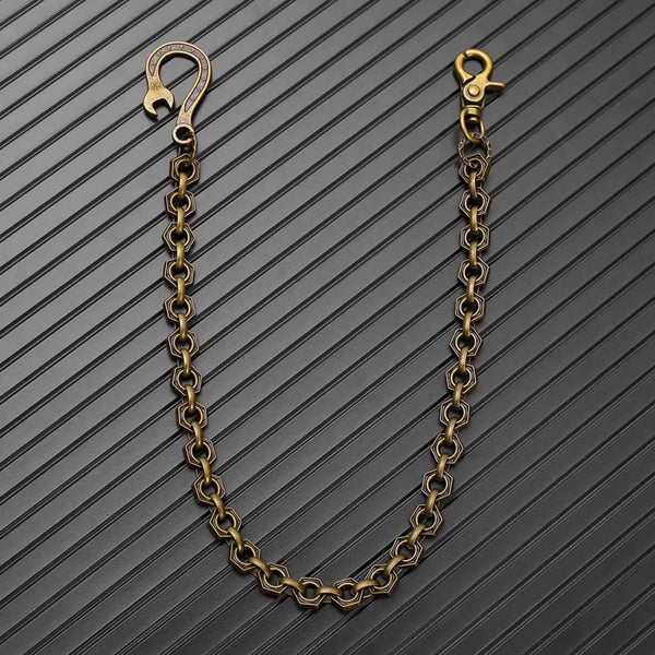 HEX FORGE - Antique Bronze 15mm Titanium Steel Skull Heavy Biker Chain for Jeans with Lobster Clasps for Men & Boys - 19 inch