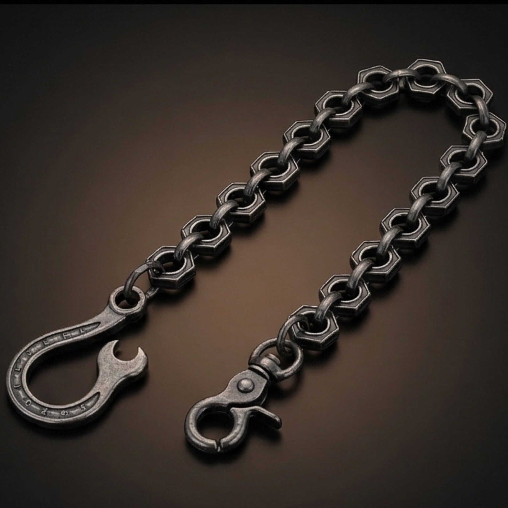 HEX FORGE - Antique Gunmetal 15mm Titanium Steel Skull Heavy Biker Chain for Jeans with Lobster Clasps for Men & Boys - 19 inch — Biker Fashion for Men | THE MEN THING