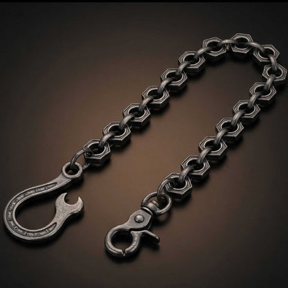 HEX FORGE - Antique Gunmetal 15mm Titanium Steel Skull Heavy Biker Chain for Jeans with Lobster Clasps for Men & Boys - 19 inch — Biker Fashion for Men | THE MEN THING