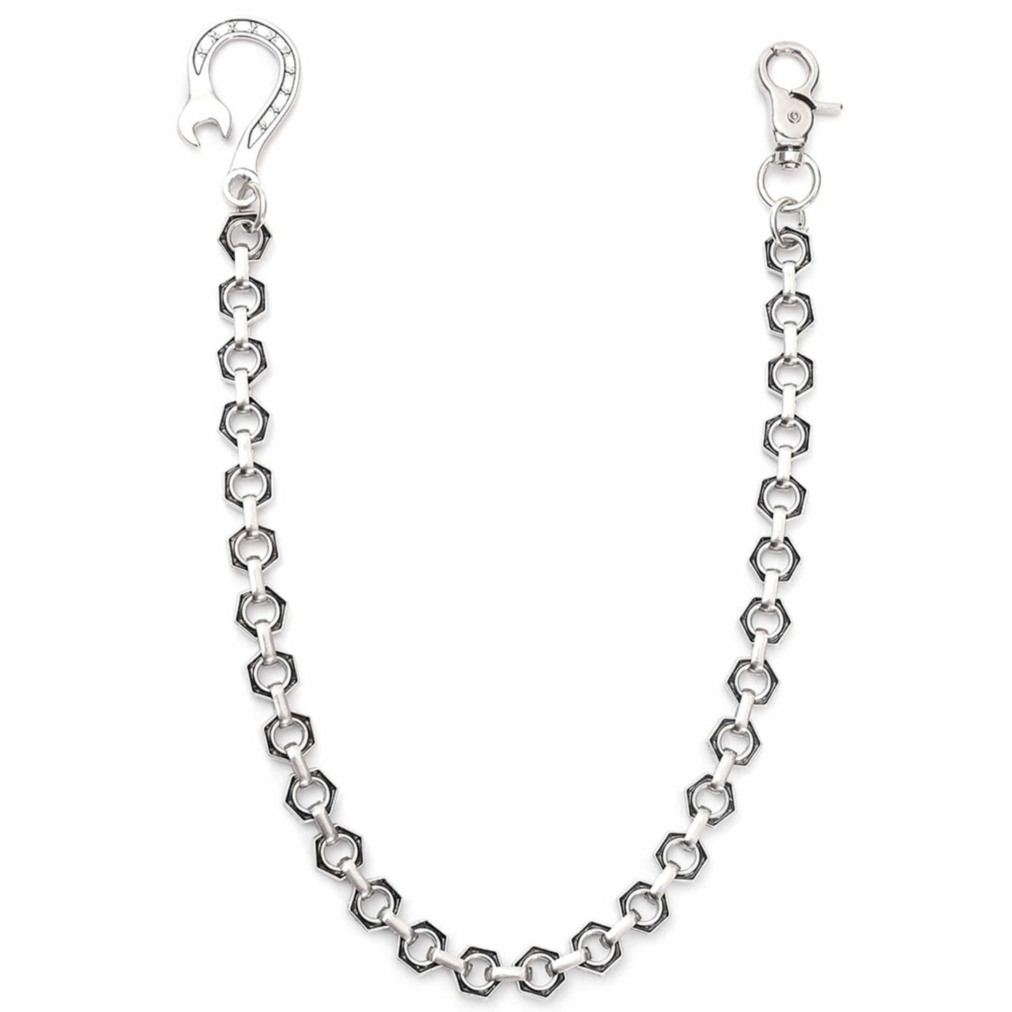 HEX FORGE - Antique Steel 15mm Titanium Steel Skull Heavy Biker Chain for Jeans with Lobster Clasps for Men & Boys - 19 inch - THE MEN THING