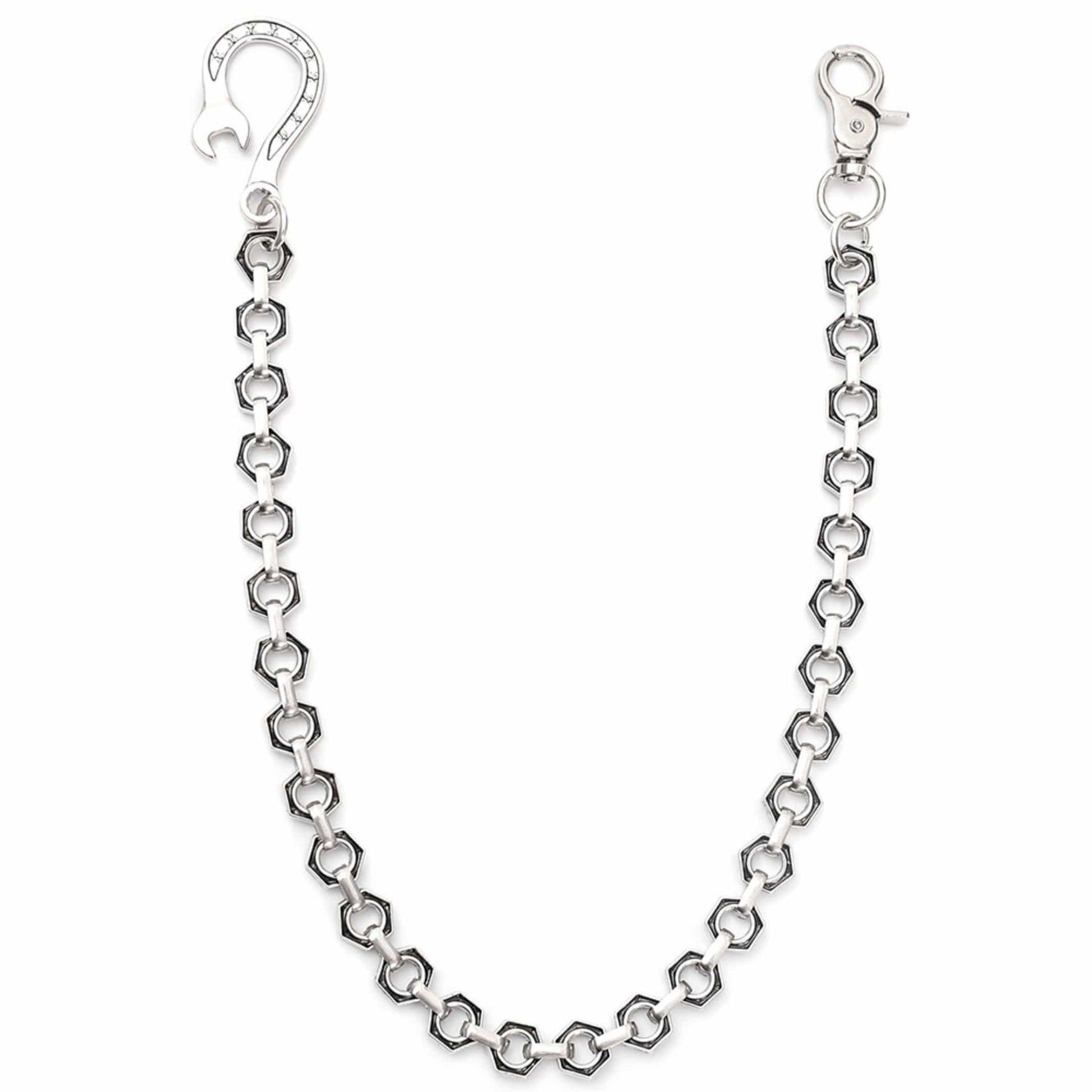 HEX FORGE - Antique Steel 15mm Titanium Steel Skull Heavy Biker Chain for Jeans with Lobster Clasps for Men & Boys - 19 inch - THE MEN THING