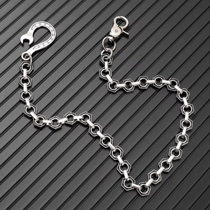 HEX FORGE - Antique Steel 15mm Titanium Steel Skull Heavy Biker Chain for Jeans with Lobster Clasps for Men & Boys - 19 inch - THE MEN THING
