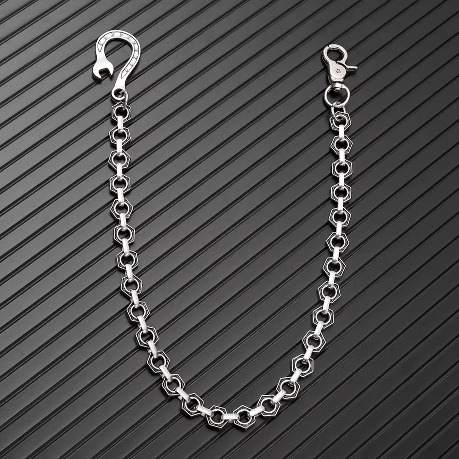 HEX FORGE - Antique Steel 15mm Titanium Steel Skull Heavy Biker Chain for Jeans with Lobster Clasps for Men & Boys - 19 inch - THE MEN THING