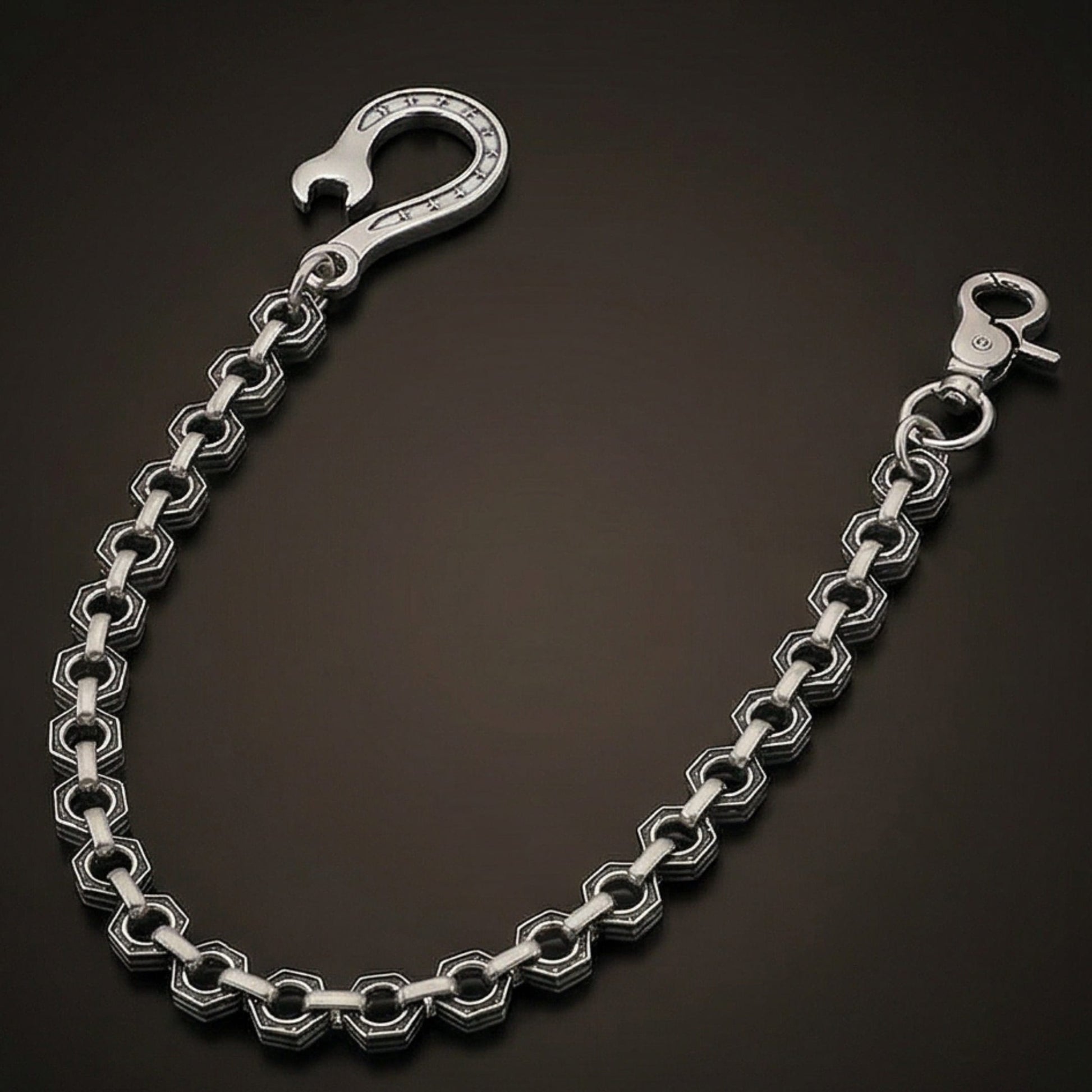 HEX FORGE - Antique Steel 15mm Titanium Steel Skull Heavy Biker Chain for Jeans with Lobster Clasps for Men & Boys - 19 inch - THE MEN THING