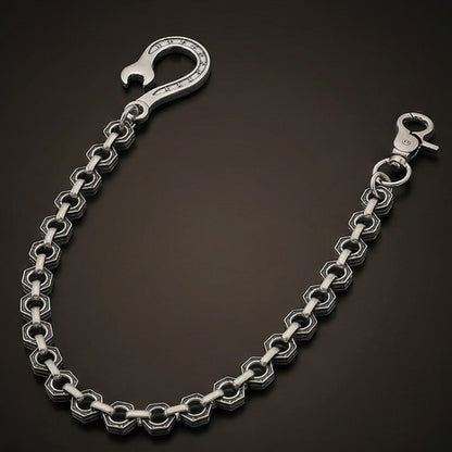 HEX FORGE - Antique Steel 15mm Titanium Steel Skull Heavy Biker Chain for Jeans with Lobster Clasps for Men & Boys - 19 inch - THE MEN THING