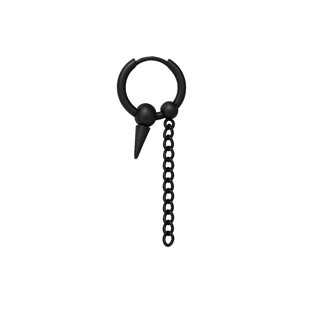 HEX SPIKE BLACK - Pure Titanium Steel Hoop Earrings for Men & Boys (2pcs) - THE MEN THING