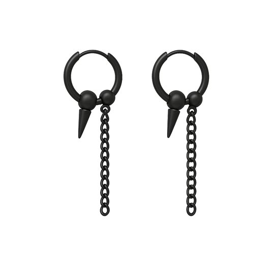 HEX SPIKE BLACK - Pure Titanium Steel Hoop Earrings for Men & Boys (2pcs) - THE MEN THING