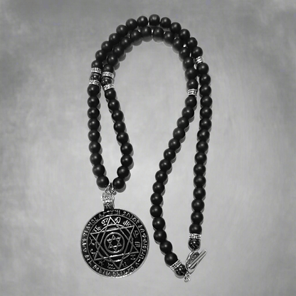HEXAGRAM - 8mm Black Natural Onyx Beads Necklace for Men & Boys (24 inch) - THE MEN THING