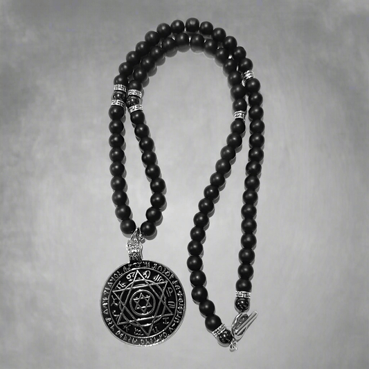 HEXAGRAM - 8mm Black Natural Onyx Beads Necklace for Men & Boys (24 inch) - THE MEN THING