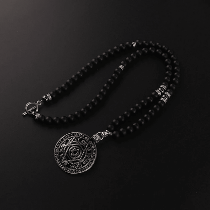 HEXAGRAM - 8mm Black Natural Onyx Beads Necklace for Men & Boys (24 inch) - THE MEN THING