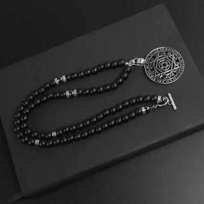 HEXAGRAM - 8mm Black Natural Onyx Beads Necklace for Men & Boys (24 inch) - THE MEN THING