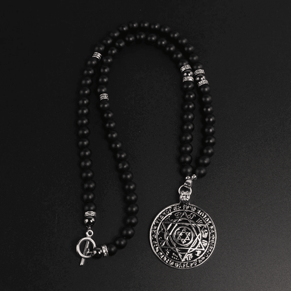 HEXAGRAM - 8mm Black Natural Onyx Beads Necklace for Men & Boys (24 inch) - THE MEN THING
