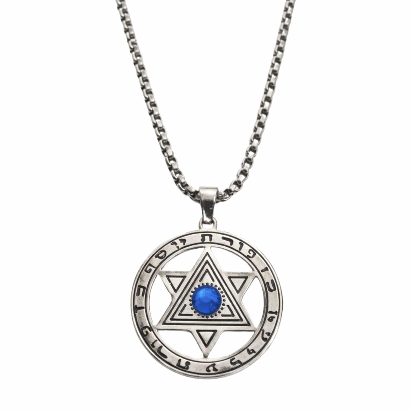 HEXAGRAM SEAL - 27mm Pure Titanium Steel Pendant with 23inch Round Box 4mm Chain for Men & Boys - THE MEN THING