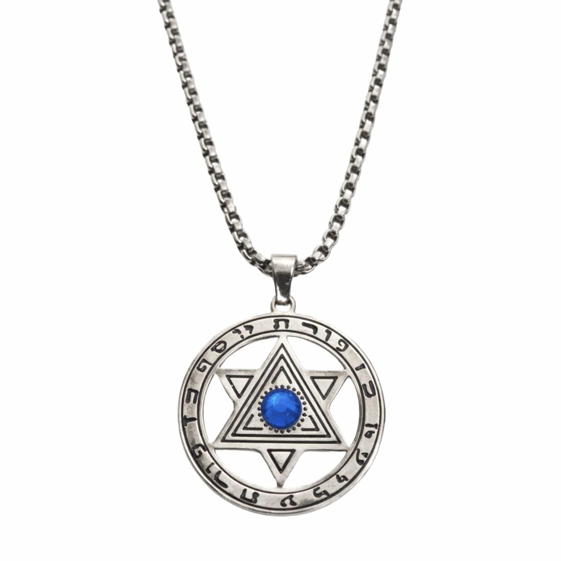 HEXAGRAM SEAL - 27mm Pure Titanium Steel Pendant with 23inch Round Box 4mm Chain for Men & Boys - THE MEN THING