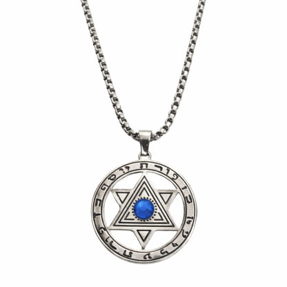 HEXAGRAM SEAL - 27mm Pure Titanium Steel Pendant with 23inch Round Box 4mm Chain for Men & Boys - THE MEN THING