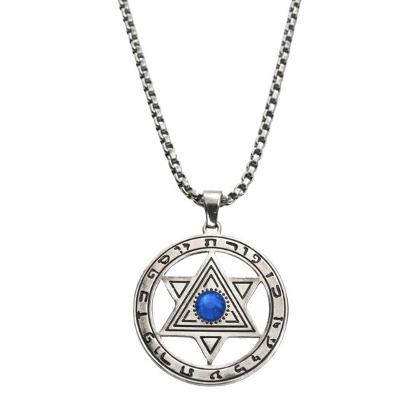 HEXAGRAM SEAL - 27mm Pure Titanium Steel Pendant with 23inch Round Box 4mm Chain for Men & Boys