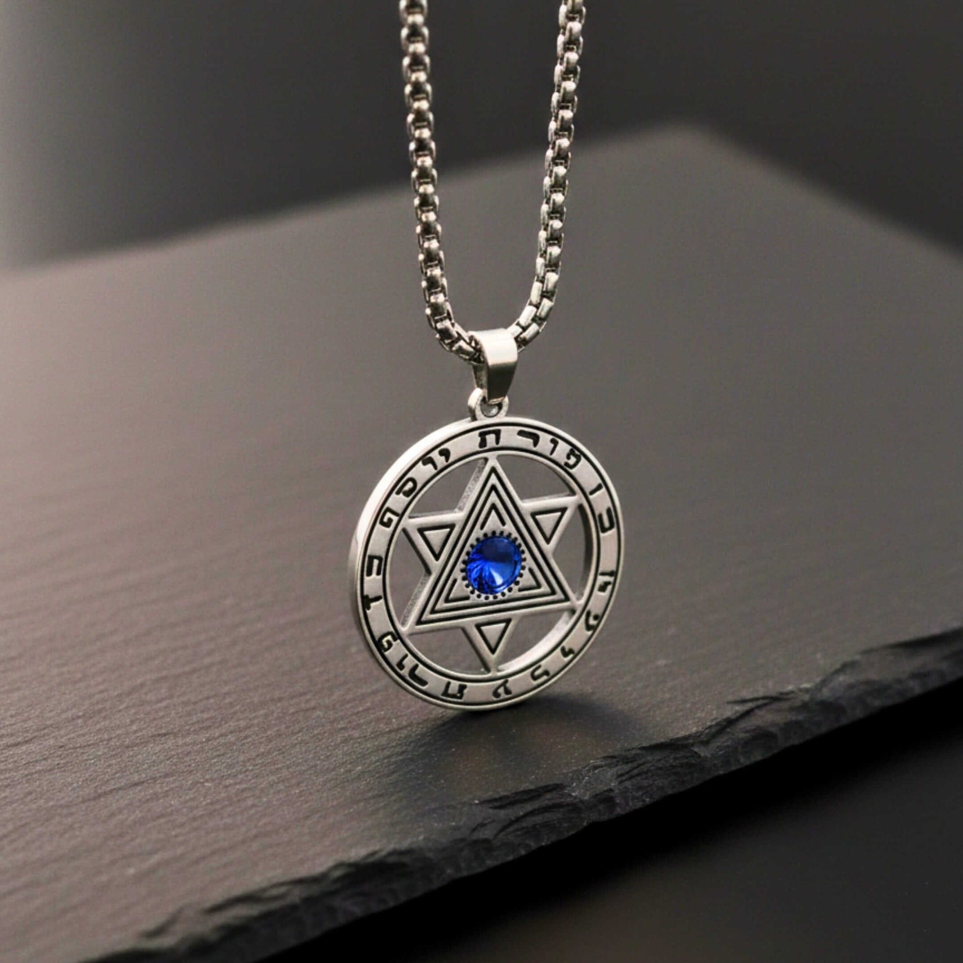 HEXAGRAM SEAL - 27mm Pure Titanium Steel Pendant with 23inch Round Box 4mm Chain for Men & Boys - THE MEN THING