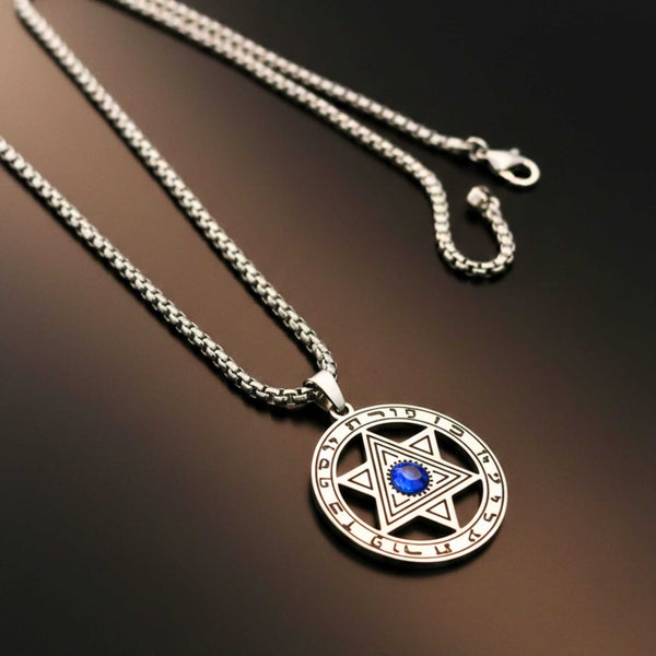 HEXAGRAM SEAL - 27mm Pure Titanium Steel Pendant with 23inch Round Box 4mm Chain for Men & Boys