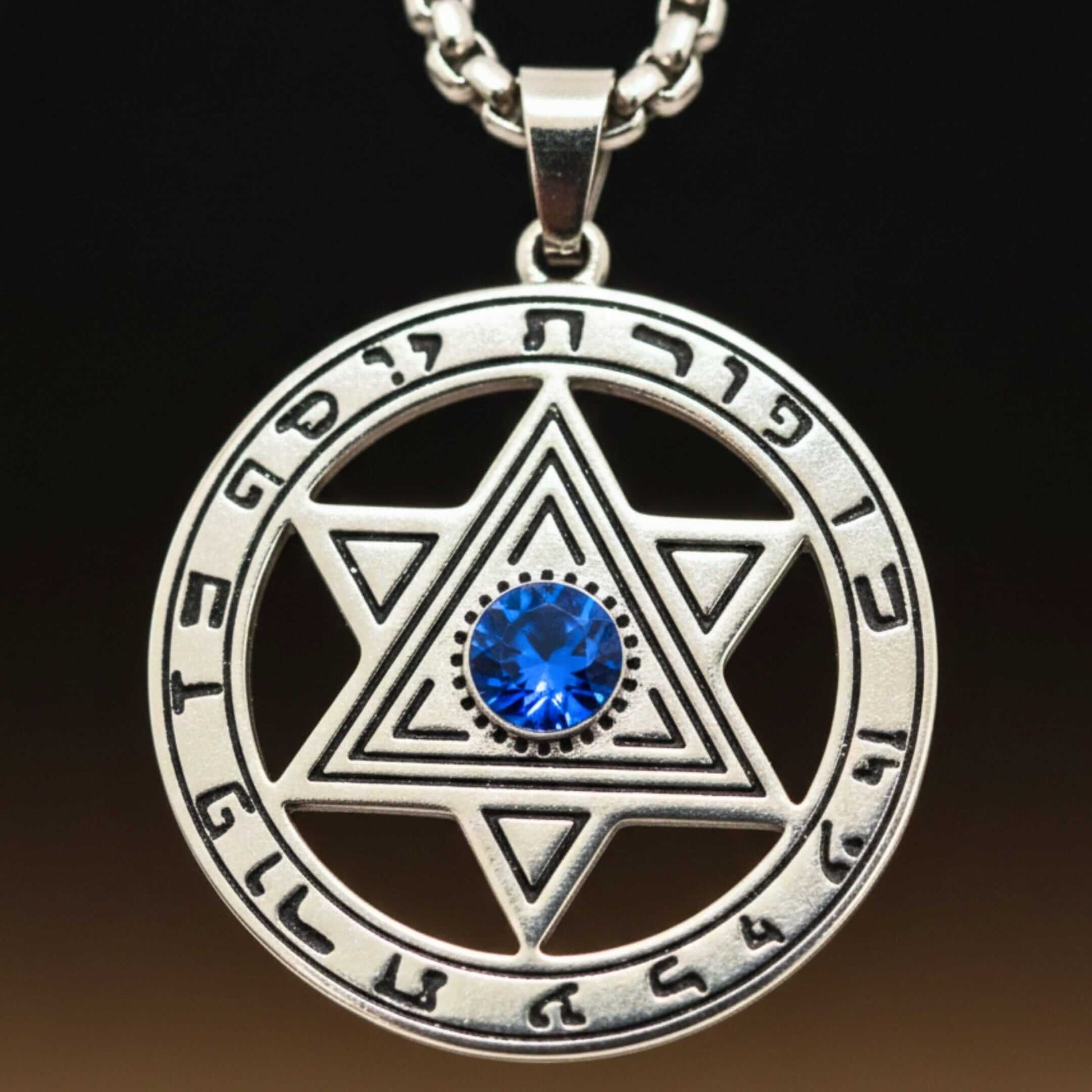 HEXAGRAM SEAL - 27mm Pure Titanium Steel Pendant with 23inch Round Box 4mm Chain for Men & Boys - THE MEN THING