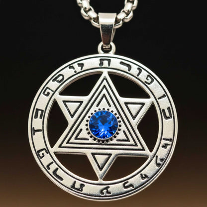 HEXAGRAM SEAL - 27mm Pure Titanium Steel Pendant with 23inch Round Box 4mm Chain for Men & Boys - THE MEN THING