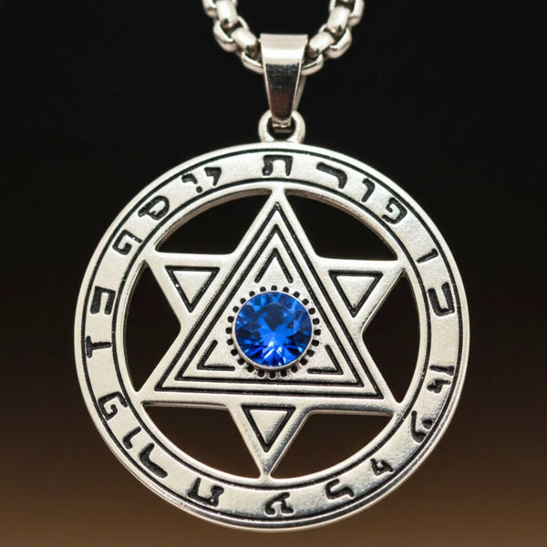 HEXAGRAM SEAL - 27mm Pure Titanium Steel Pendant with 23inch Round Box 4mm Chain for Men & Boys