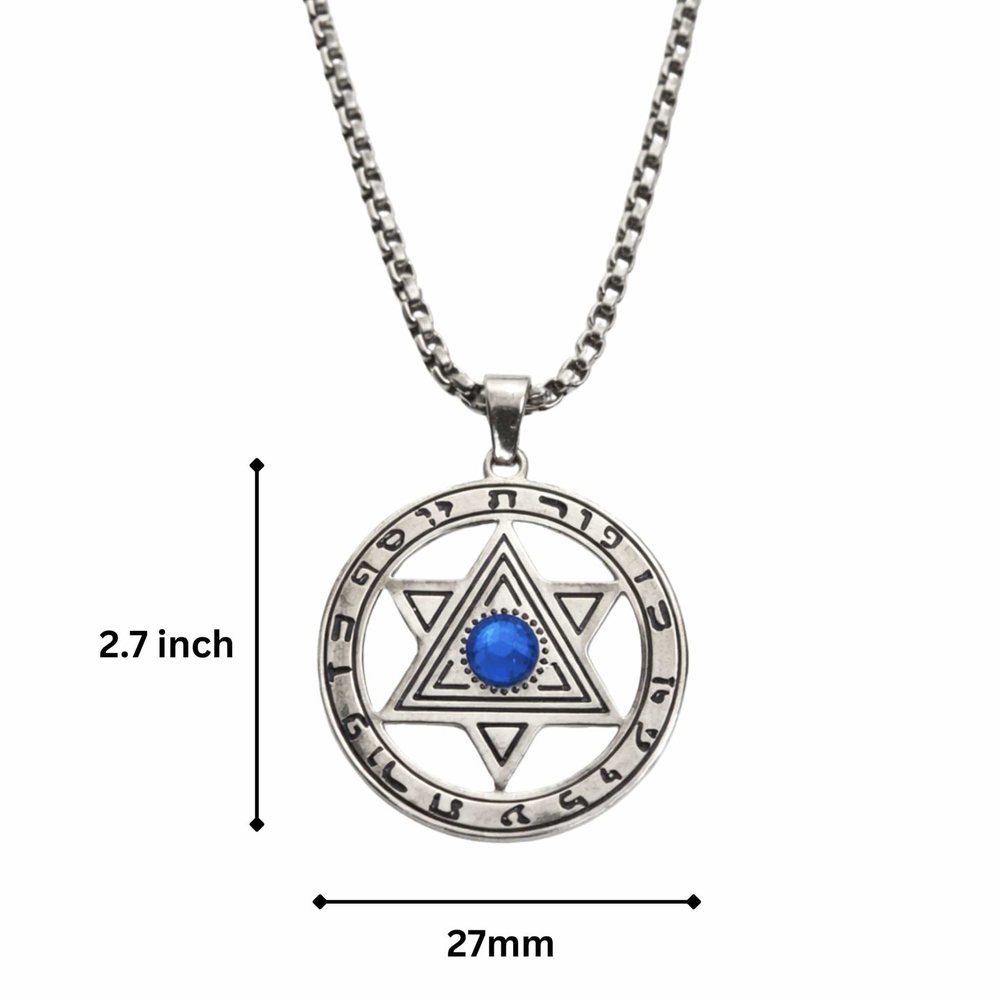 HEXAGRAM SEAL - 27mm Pure Titanium Steel Pendant with 23inch Round Box 4mm Chain for Men & Boys - THE MEN THING