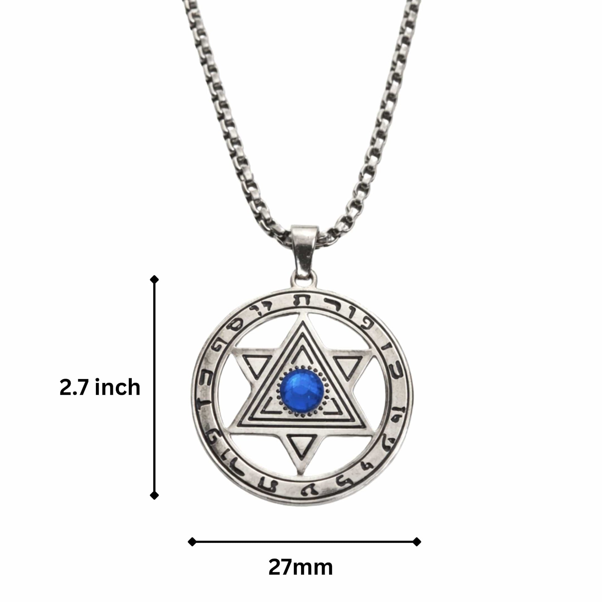 HEXAGRAM SEAL - 27mm Pure Titanium Steel Pendant with 23inch Round Box 4mm Chain for Men & Boys - THE MEN THING