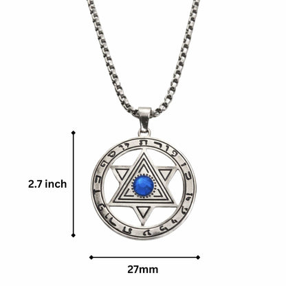 HEXAGRAM SEAL - 27mm Pure Titanium Steel Pendant with 23inch Round Box 4mm Chain for Men & Boys - THE MEN THING