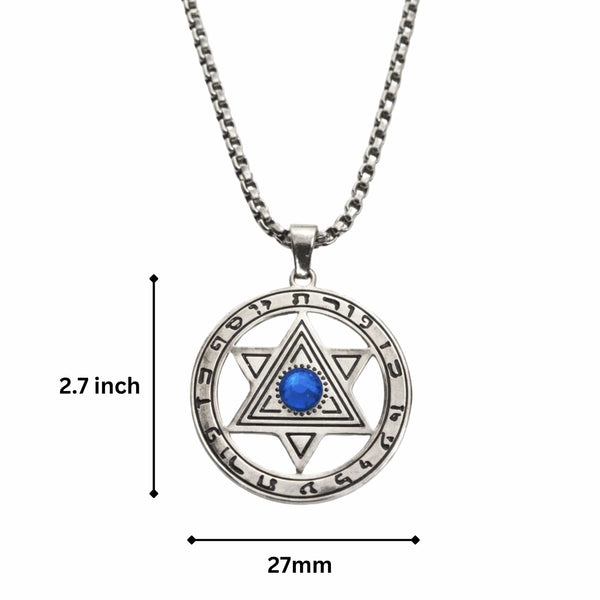 HEXAGRAM SEAL - 27mm Pure Titanium Steel Pendant with 23inch Round Box 4mm Chain for Men & Boys
