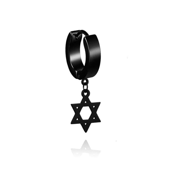 HEXSTAR BLACK - Pure Titanium Steel Ear Hoop Earrings for Men & Boys (2 Pcs)