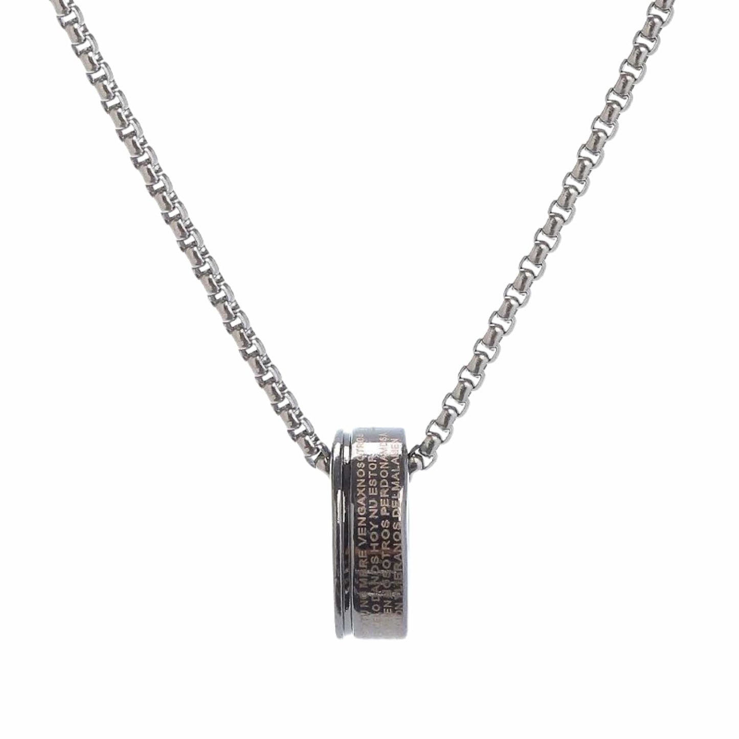 HOLY PRAYER CROSS RING - 10mm Pure Titanium Steel Pendant with 28inch Round Box 4mm Chain for Men & Boys - THE MEN THING