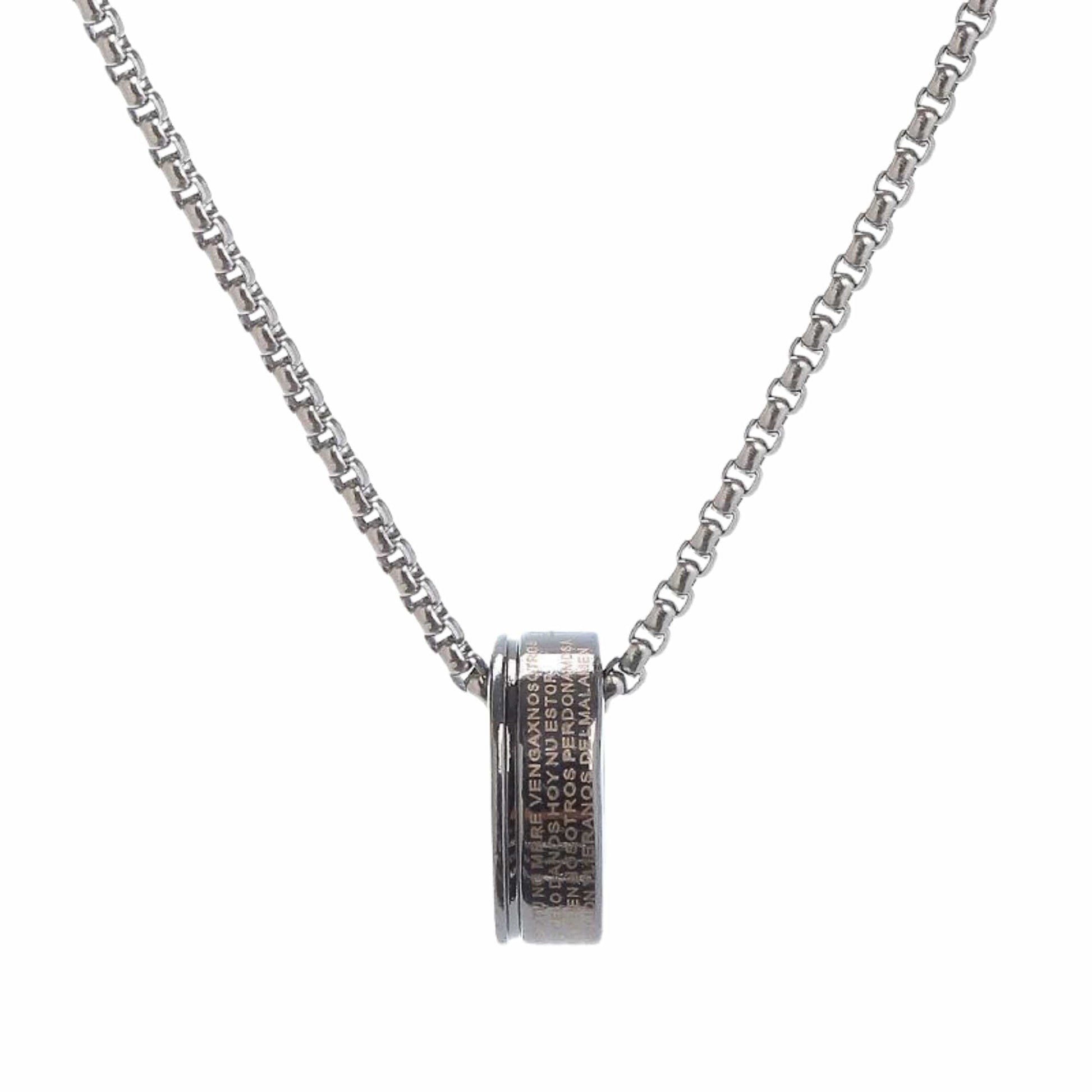 HOLY PRAYER CROSS RING - 10mm Pure Titanium Steel Pendant with 28inch Round Box 4mm Chain for Men & Boys - THE MEN THING