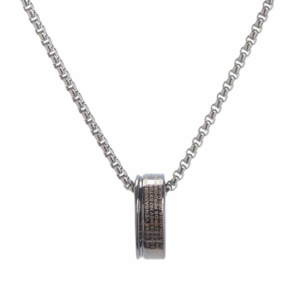 HOLY PRAYER CROSS RING - 10mm Pure Titanium Steel Pendant with 28inch Round Box 4mm Chain for Men & Boys