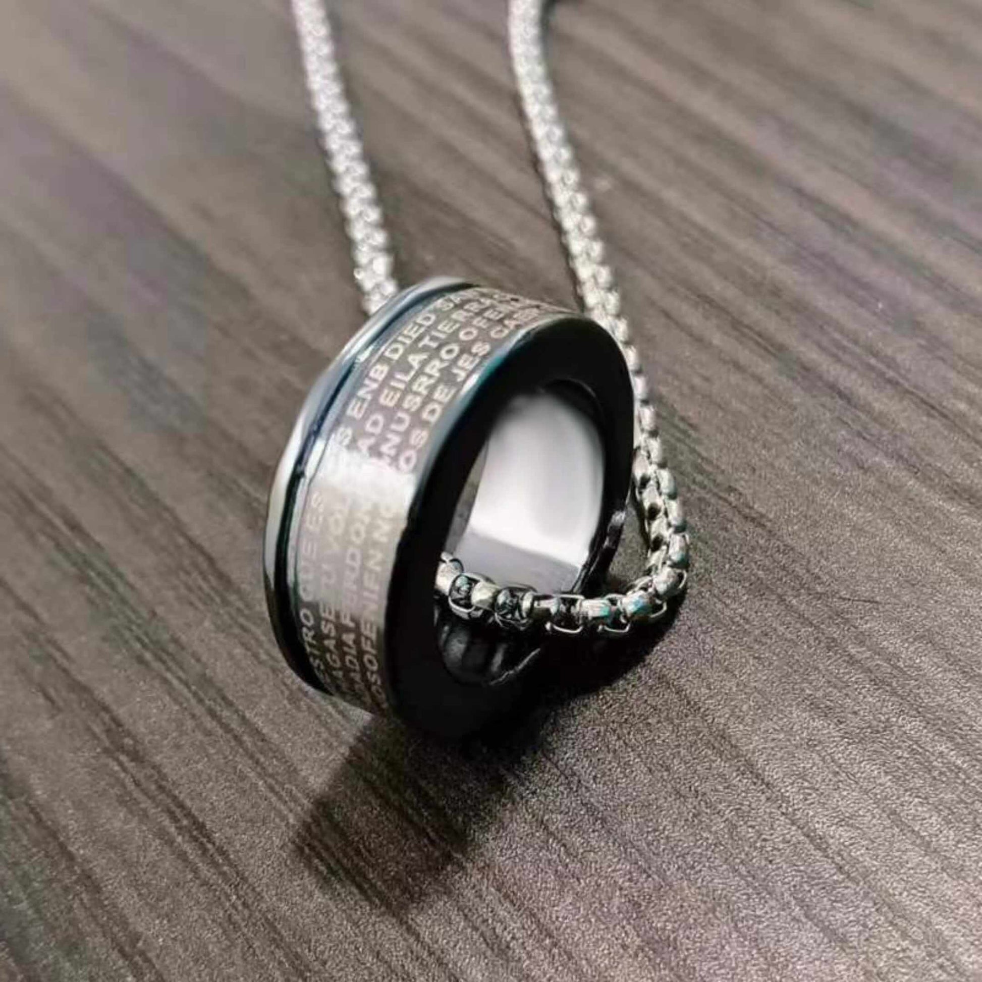 HOLY PRAYER CROSS RING - 10mm Pure Titanium Steel Pendant with 28inch Round Box 4mm Chain for Men & Boys - THE MEN THING