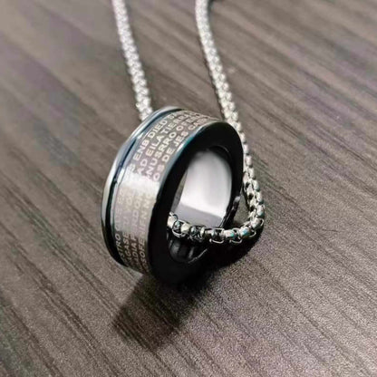 HOLY PRAYER CROSS RING - 10mm Pure Titanium Steel Pendant with 28inch Round Box 4mm Chain for Men & Boys - THE MEN THING