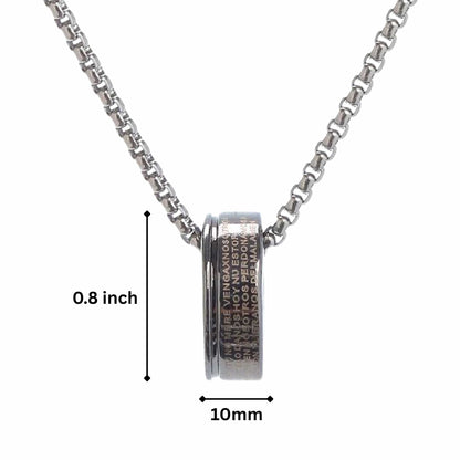 HOLY PRAYER CROSS RING - 10mm Pure Titanium Steel Pendant with 28inch Round Box 4mm Chain for Men & Boys - THE MEN THING