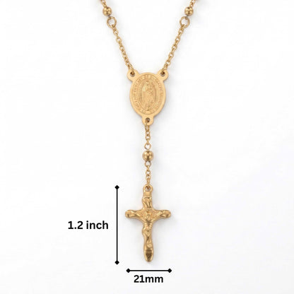 HOLY ROSARY GOLDEN - 21mm Titanium Steel Pendant with 34inch Chain 6mm for Men & Boys - THE MEN THING