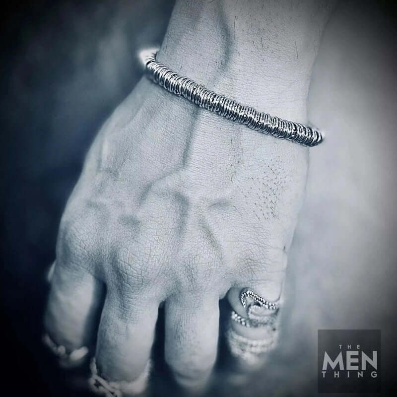 HOOPLET -  7mm Pure Stainless Steel Bracelet, European Style - 8 inch with Adjustable Lobster Claw Buckle for Men & Boys - THE MEN THING
