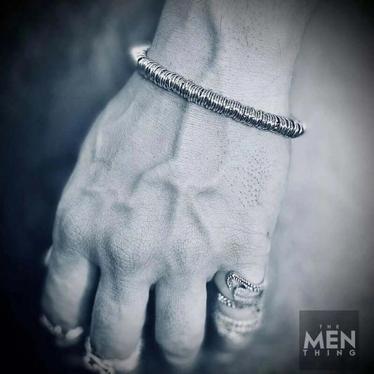 HOOPLET -  7mm Pure Stainless Steel Bracelet, European Style - 8 inch with Adjustable Lobster Claw Buckle for Men & Boys - THE MEN THING