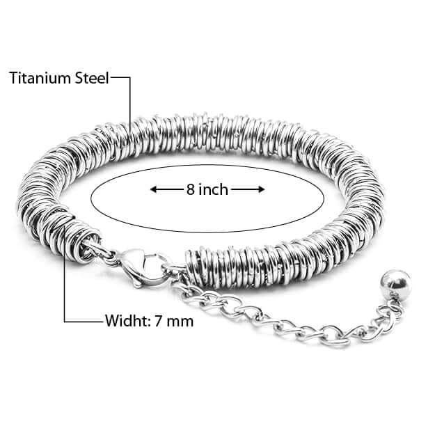HOOPLET -  7mm Pure Stainless Steel Bracelet, European Style - 8 inch with Adjustable Lobster Claw Buckle for Men & Boys - THE MEN THING