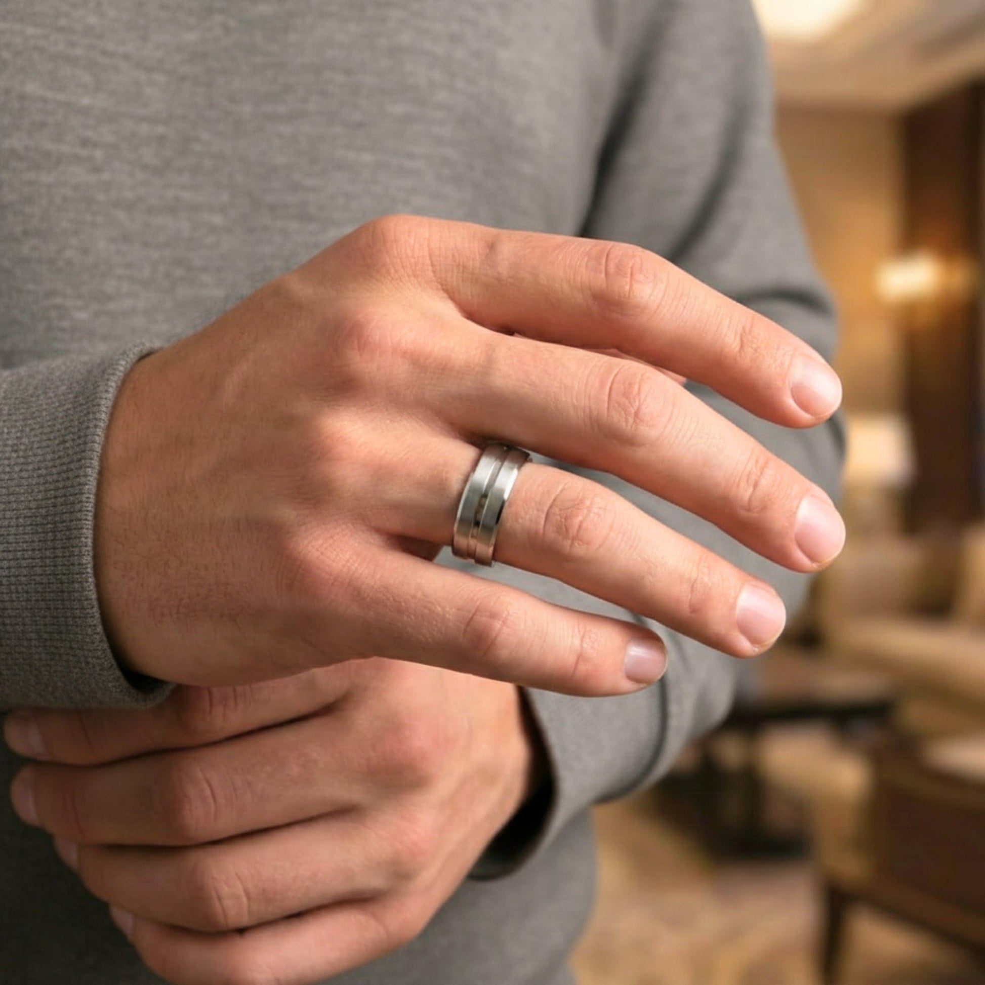 HORIZON ELITE RING - Pure Stainless Steel Men’s Steel Plated Ring (Size : 17-22-27) - THE MEN THING