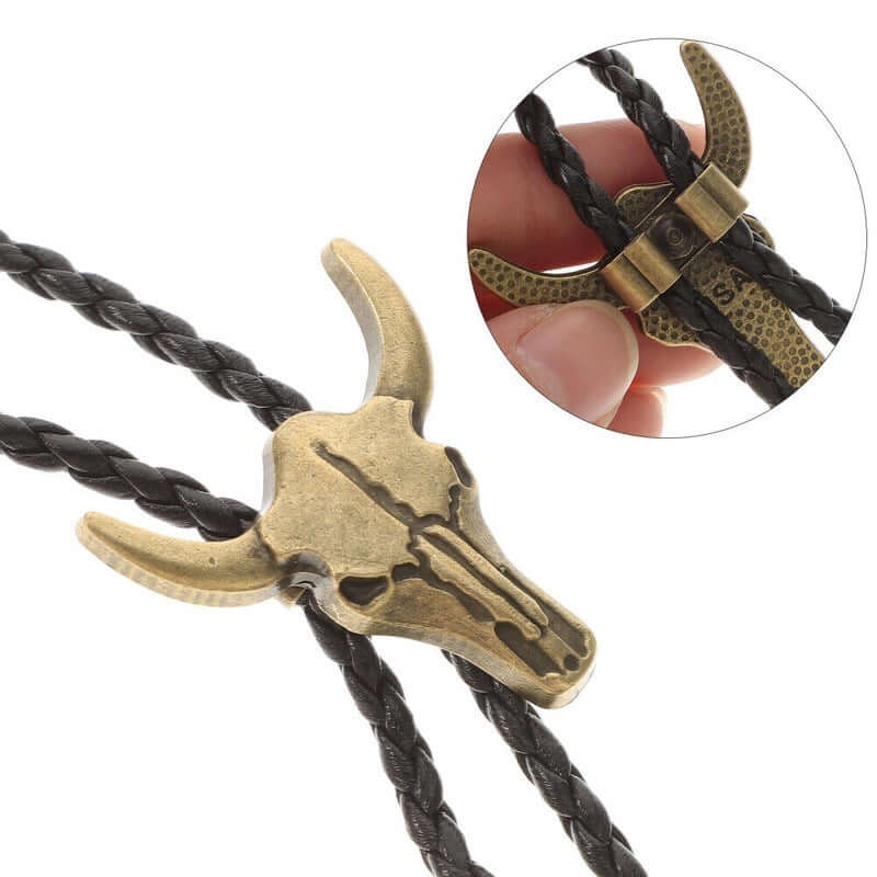 HORNET - Retro Alloy Pendant Bolo Tie | Adjustable Genuine Leather Cowboy Necktie Necklace for Men & Boys - THE MEN THING