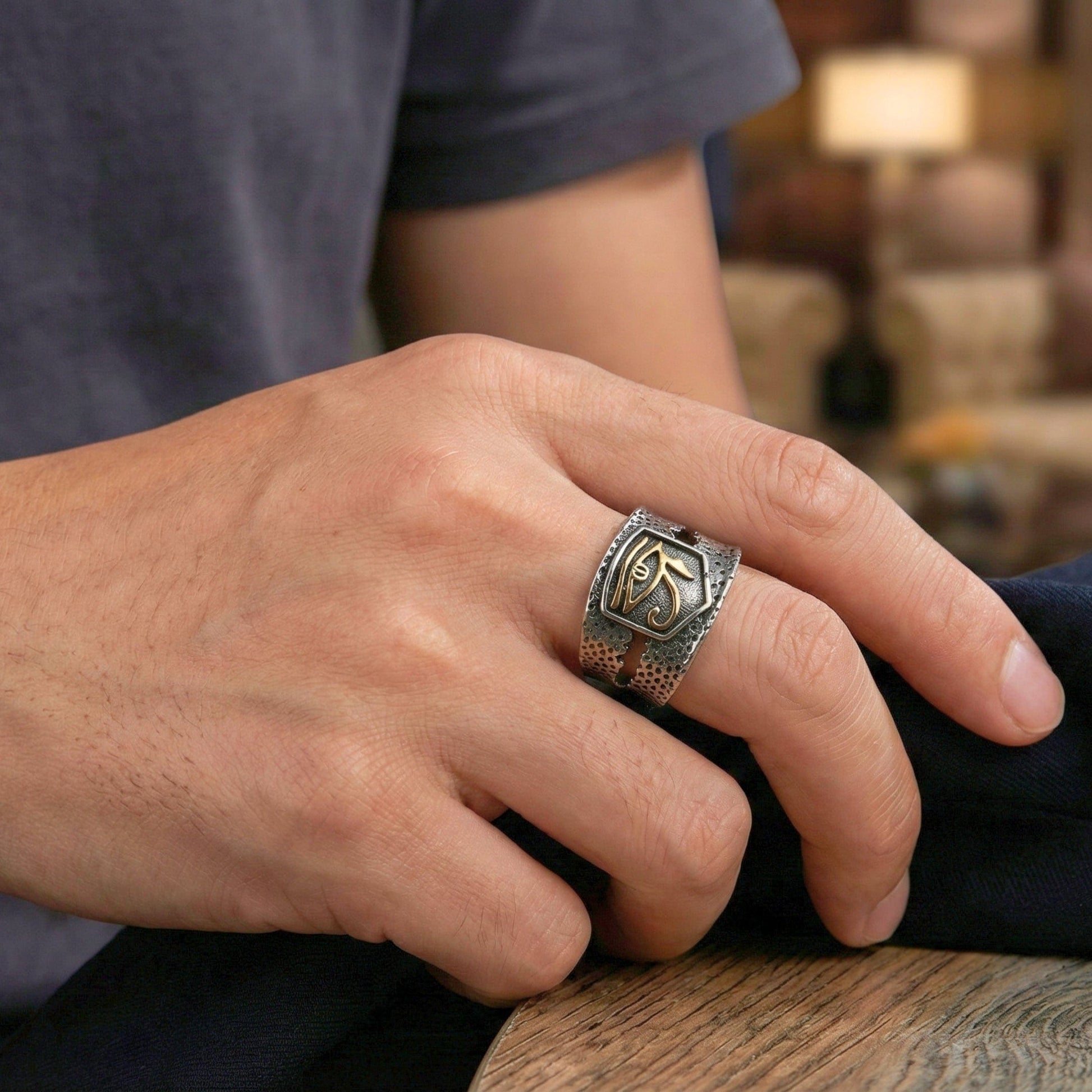 HORUS EYE OF GOD - Copper Adjustable Ring for Men and Boys - THE MEN THING